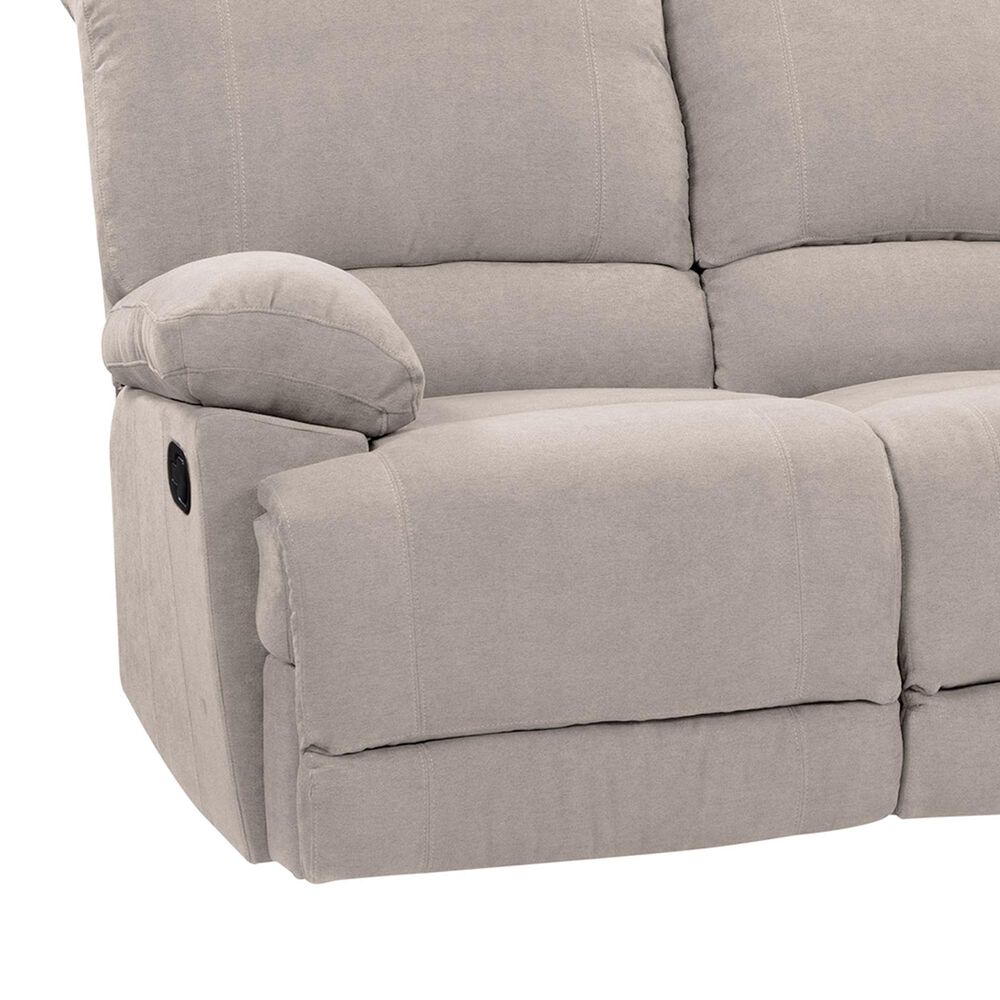 CorLiving Lea Reclining Console Sofa with Cupholders in Beige Fabric, , large