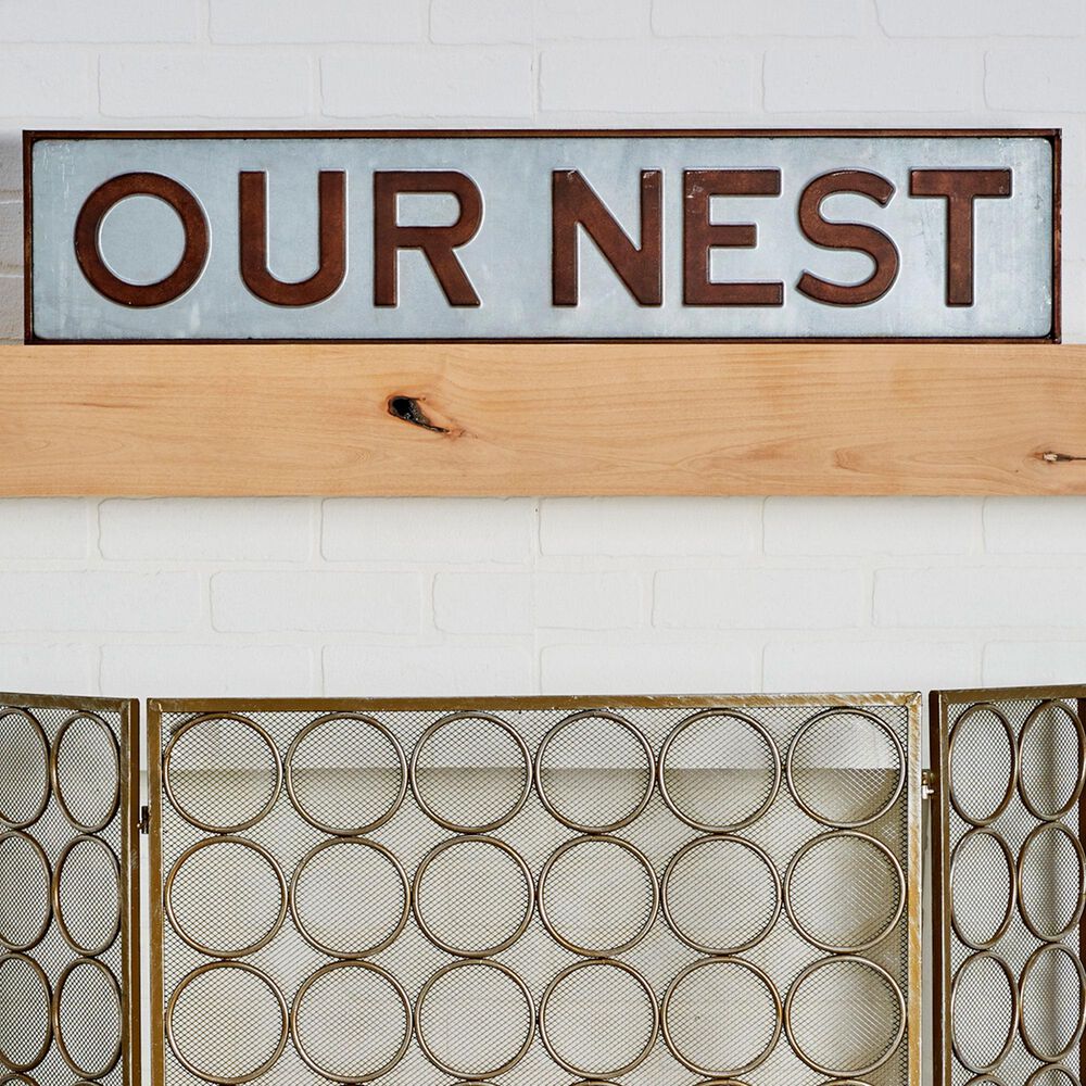 Maple and Jade 8&quot; x 37&quot; Sign Wall Decor in Brown and Grey, , large