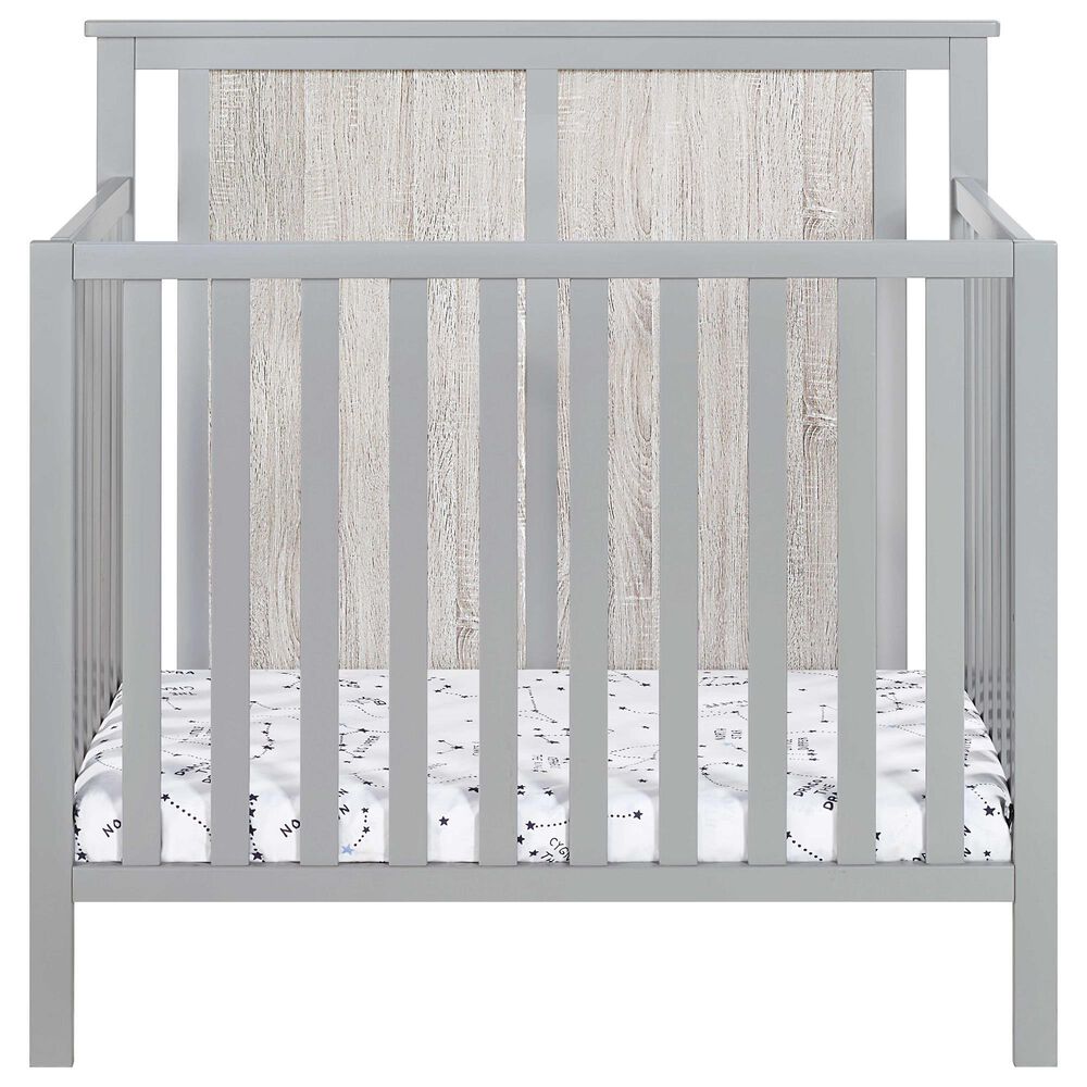 Hearth and Haven Connelly Mini Crib with Mattress Pad in Gray and Rockport Gray, , large