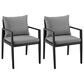 Blue River Grand Outdoor Dining Arm Chair with Dark Gray Cushion in Black (Set of 2), , large