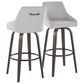 LumiSource Hannah Swivel Bar Stool with Grey Fabric Upholstery in Walnut and Black (Set of 2), , large