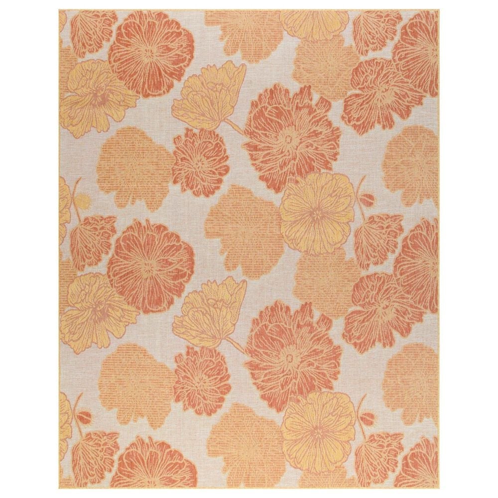 Nourison Garden Oasis Floral Coral 9" x 12" Indoor/Outdoor Area Rug, , large