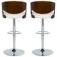 Lumisource Pino Adjustable Swivel Barstool with White Cushion in Chrome and Cherry (Set of 2), , large