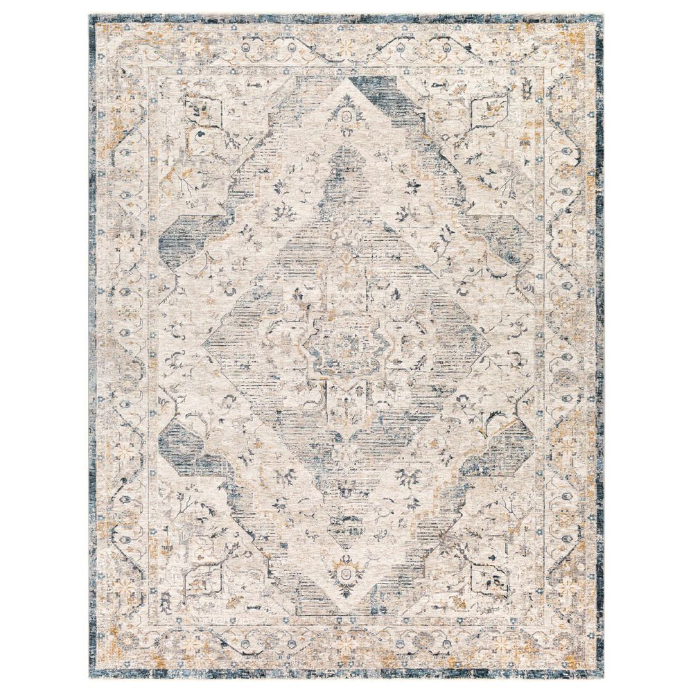 Surya Cardiff CDF-2303 Medium Gray, Light Blue, Mustard and Dark Blue 7"10" x 10"2" Area Rug, , large