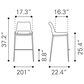 Zuo Modern Ace Counter Chair in White/Silver (Set of 2), , large