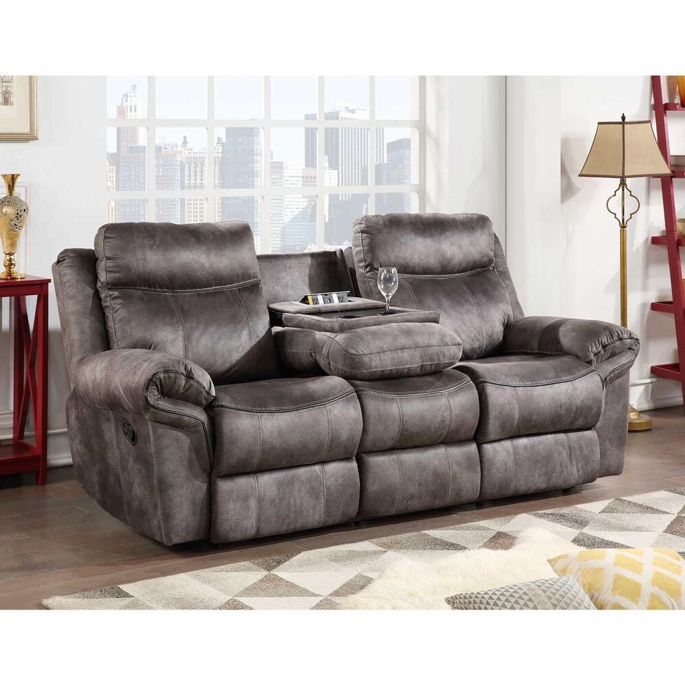 Steve Silver Nashville Manual Reclining Sofa with Drop Down Console in Grey, , large