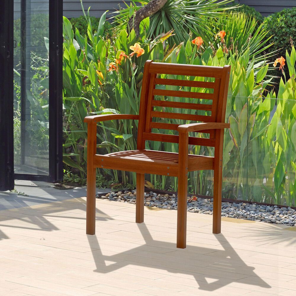 Amazonia 7-Piece Patio Dining Set with Wood Seat in Brown, , large