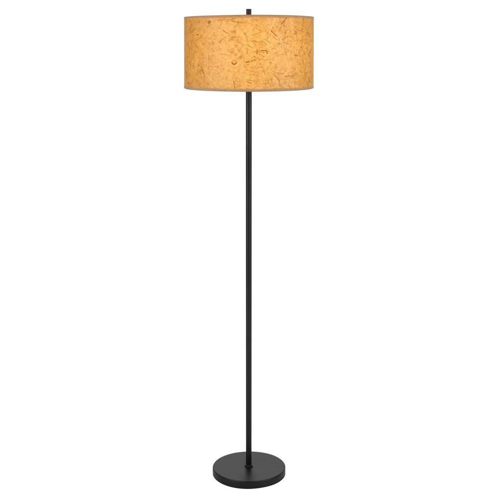 Cal Lighting Octavia Pole Lamp with Brown Paper Shade in Black, , large