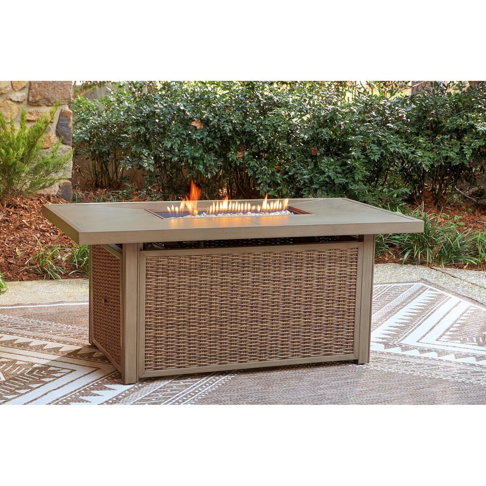 Ashley Laguna Heights Rectangular Fire Pit Table in Beige, , large