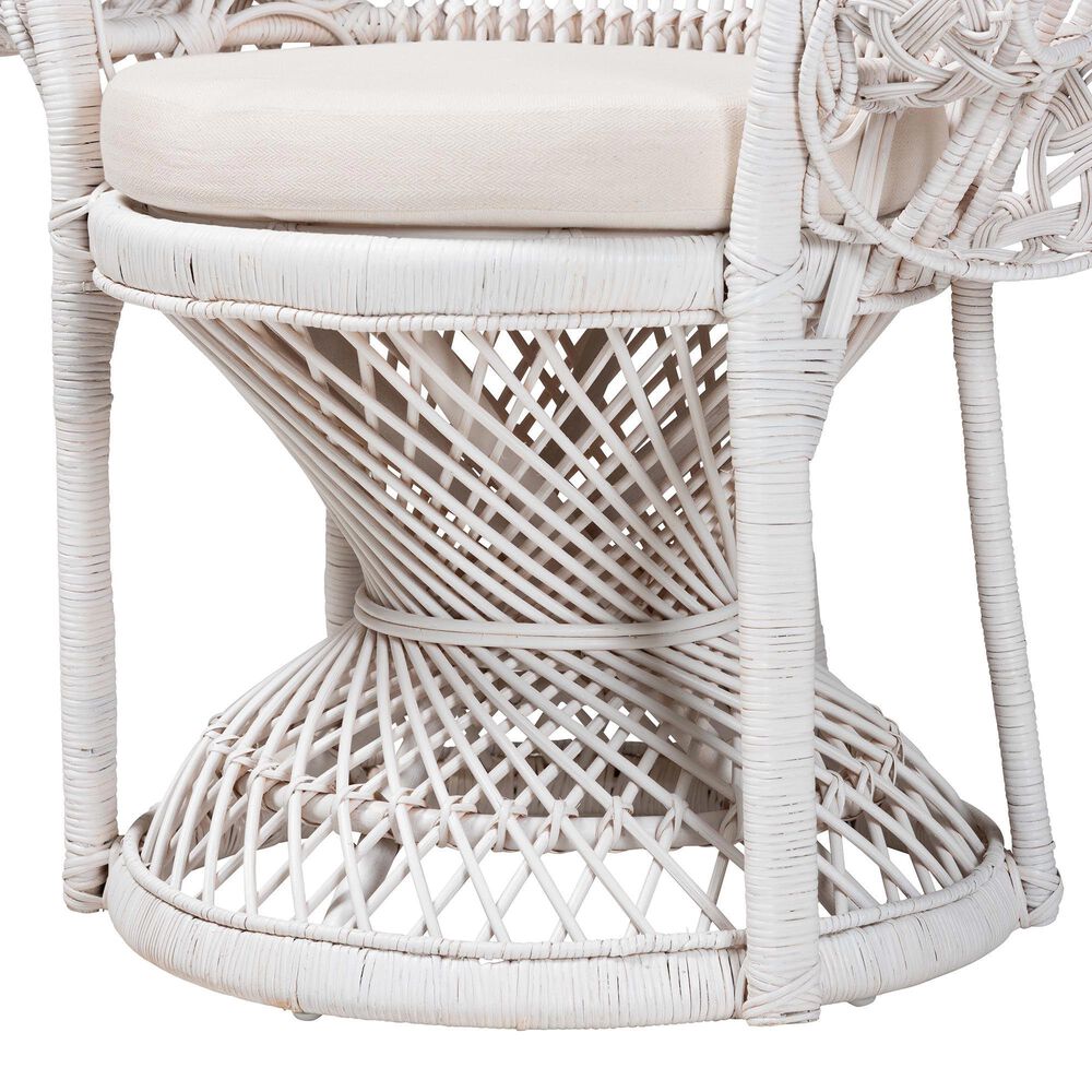 Baxton Studio Kallima Peacock Chair in White, , large