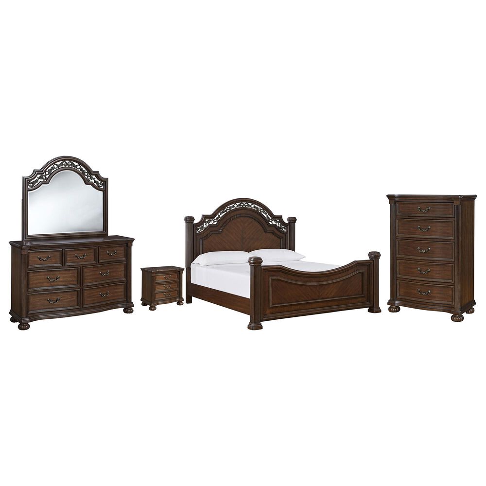 Ashley Lavinton 5-Piece King Bedroom Set in Rich Cherry Brown, , large