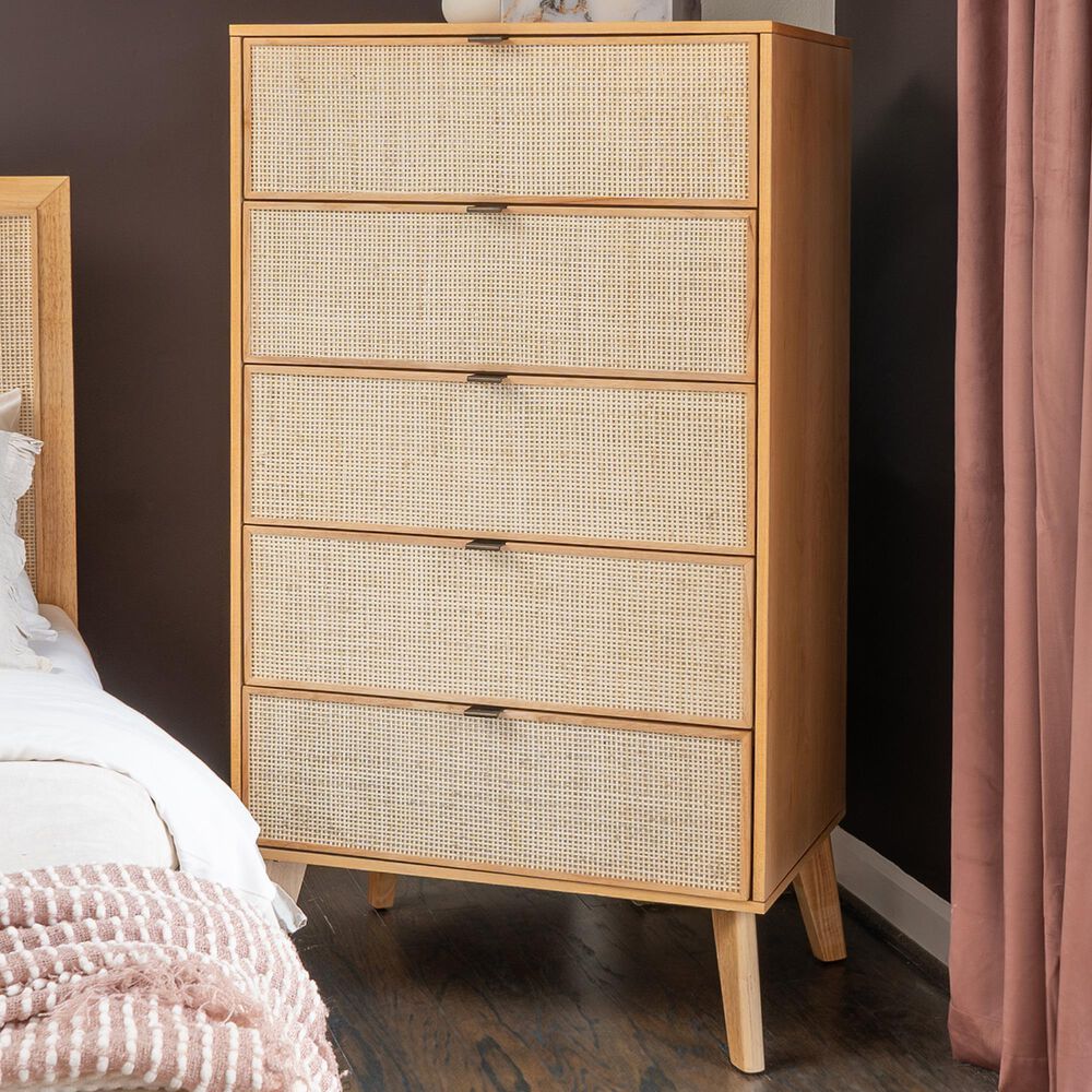 Linon Home Decor Collett 5-Drawer Chest in Natural, , large