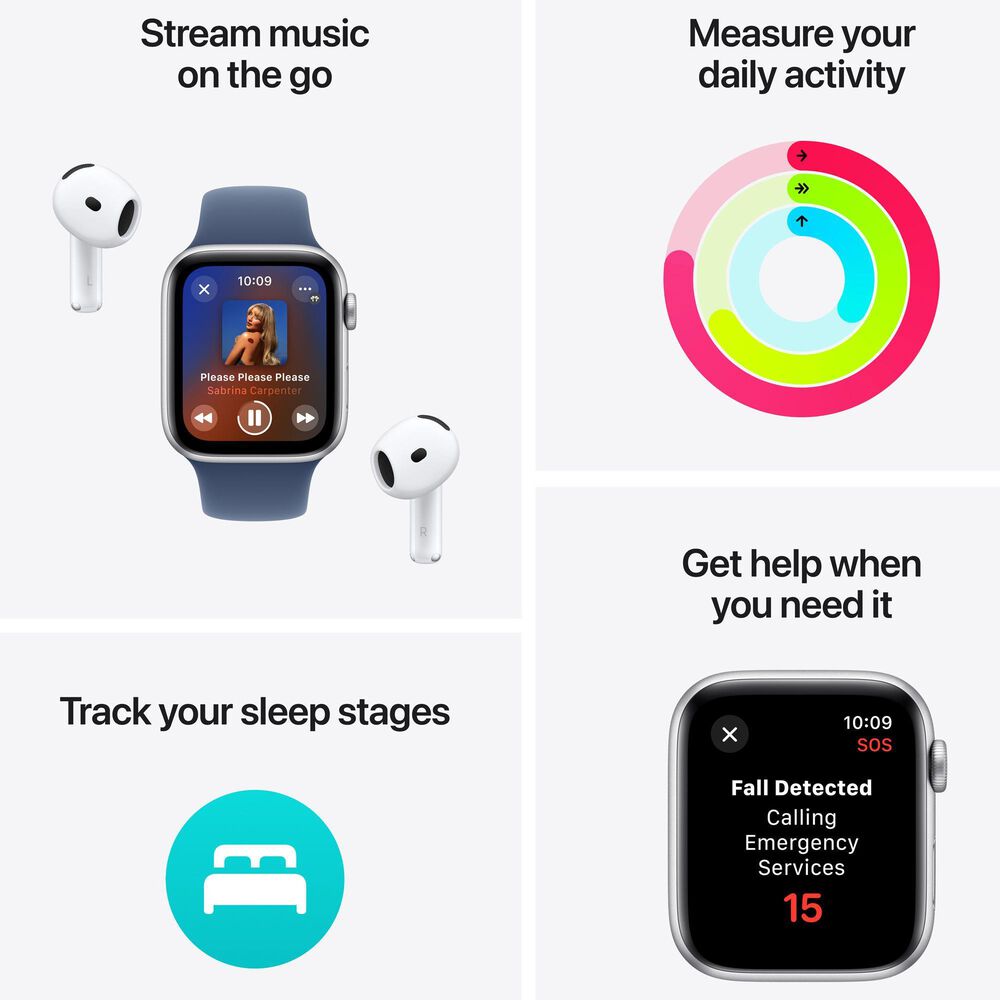 Apple Watch SE GPS + Cellular 40mm Midnight Aluminum Case with Midnight Sport Band - S/M, , large