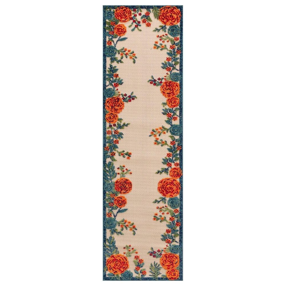 Nourison Aloha ALH33 2" x 6" Ivory and Multicolor Indoor/Outdoor Runner, , large