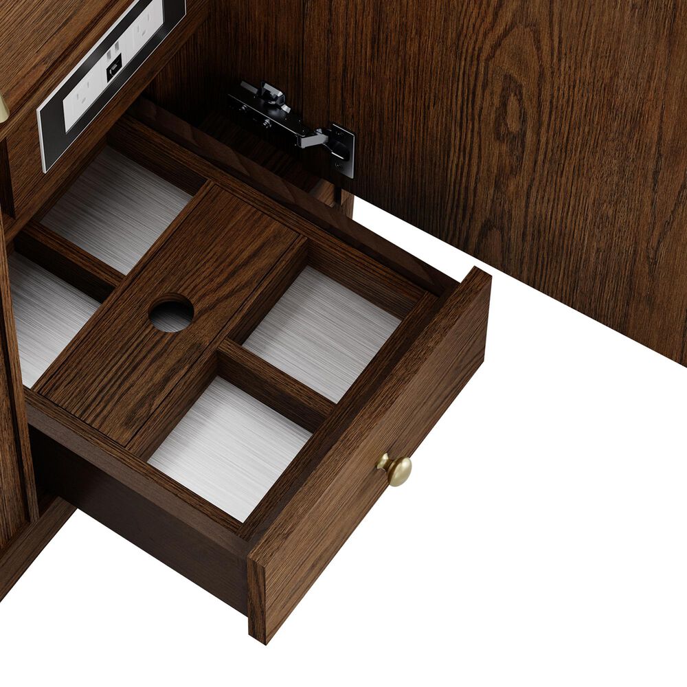 James Martin Kinnsden 36" Single Bathroom Vanity in Sable Oak with 3 cm Siberian Silestone Top and Rectangular Sink, , large