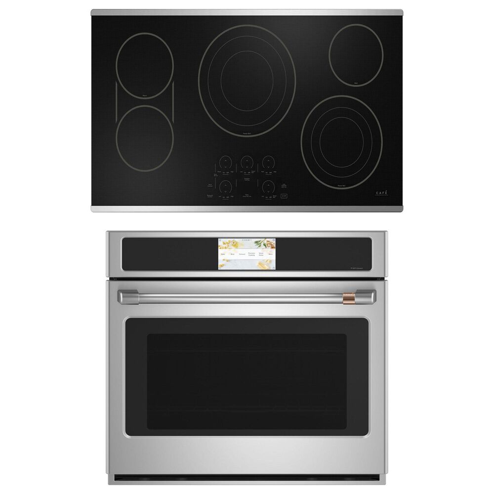 Cafe 2-Piece Kitchen Package with 30" Smart Built-In Convection Single Wall Oven and 36" Electric Cooktop in Stainless Steel, , large