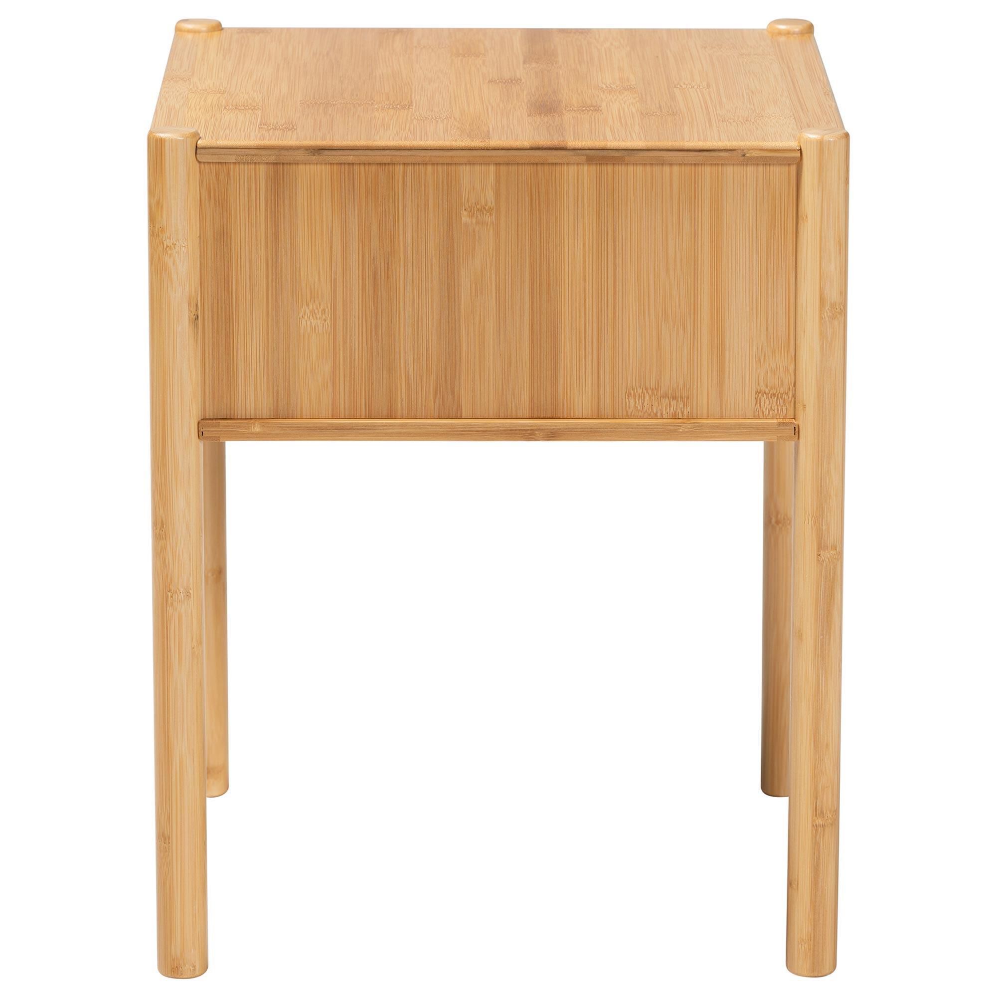 Baxton Studio Naresh 1-Drawer End Table in Natural Brown