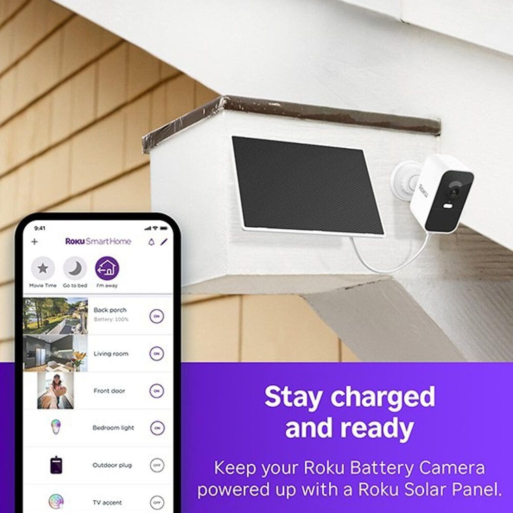 Roku Solar Panel USB-C for Battery Camera and Battery Plus Only in White, , large