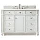 James Martin Vanities Bristol 48" Single Bathroom Vanity in Bright White with 3 cm White Zeus Quartz Top and Rectangular Sink, , large