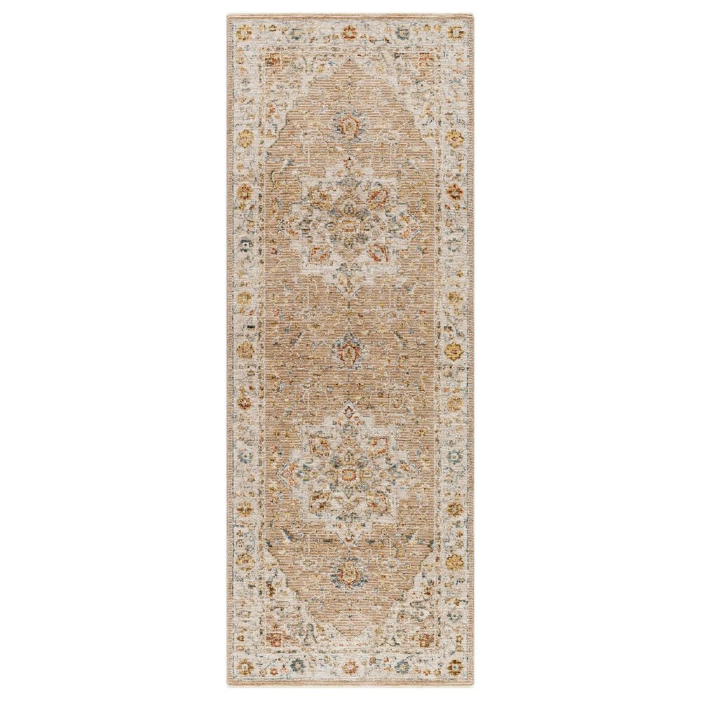 Surya Reina Tan, Light Gray, Medium Gray, Cream, Light Brown, Denim, Rust and Mustard 2"7" x 7"3" Runner, , large