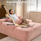 HOMLUX Cloud Faux Fur Chaise Lounge with Plush Pillows in Pink, , large