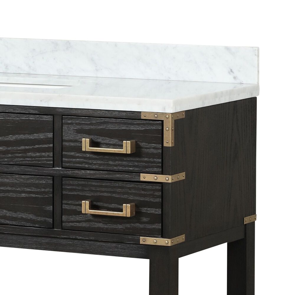 Lexora Home Norwalk 48&quot; Single Bathroom Vanity in Black Oak with White Carrara Marble Top  and Rectangle Sink, , large