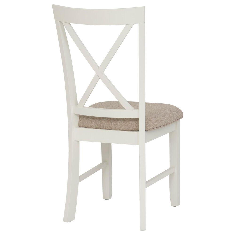 Linon Home Decor Jane Side Chair with Light Tan Cushion in Vanilla White, , large