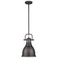 Golden Lighting Duncan Small Pendant with Rod in Rubbed Bronze with a Rubbed Bronze Shade, , large