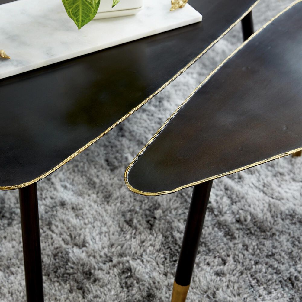 Uma Enterprises Modern Accent Table in Black and Gold &#40;Set of 2&#41;, , large