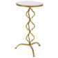 Maple and Jade Quatrefoil End Table with Mirrored Glass Top in Gold, , large