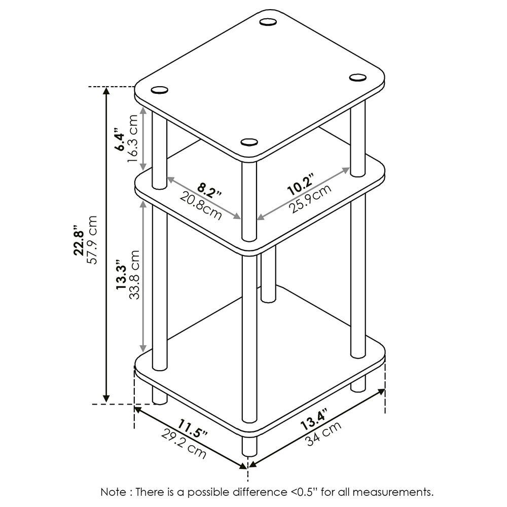 HOMLUX 3-Tier Turn-N-Tube End Table in White (Set of 2), , large