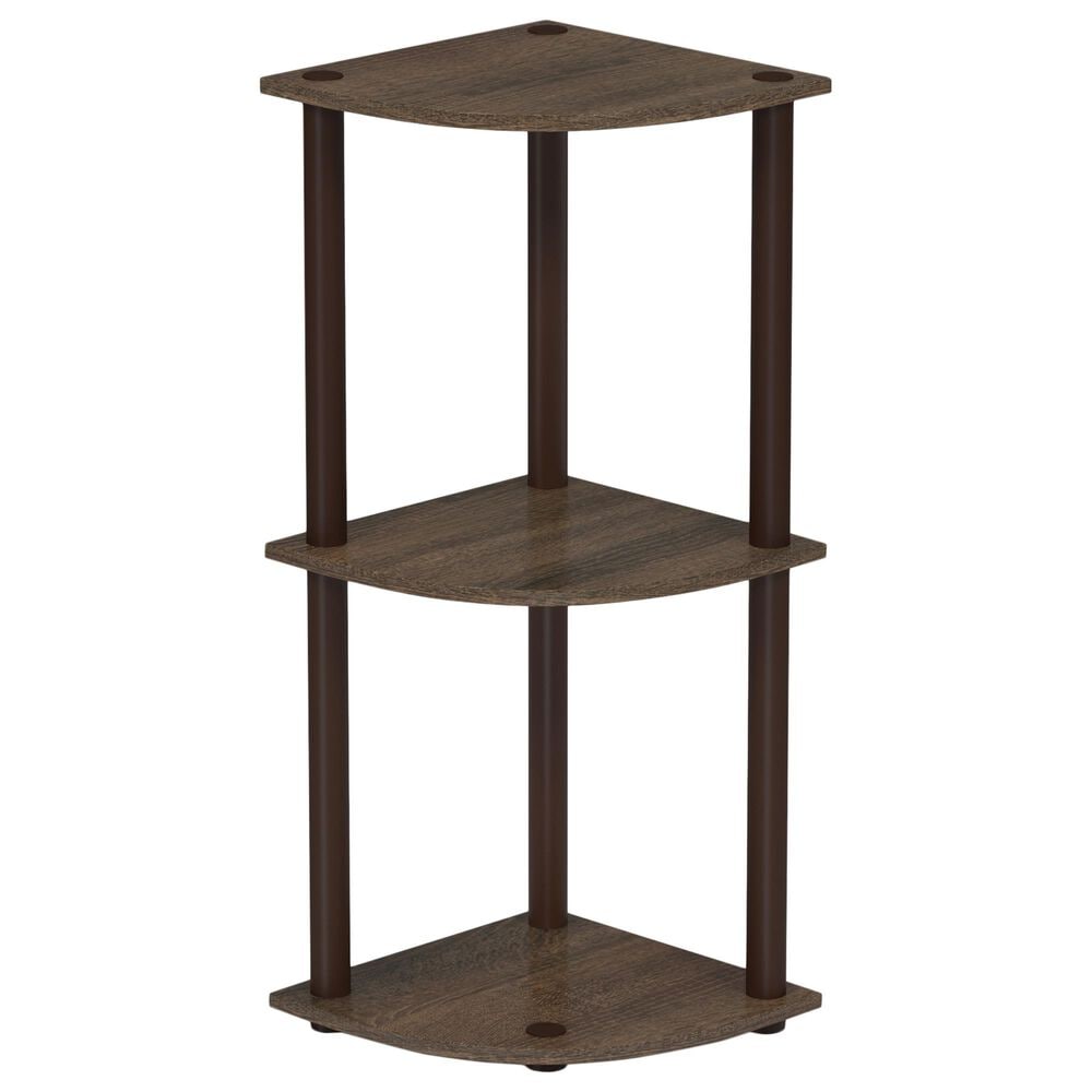 HOMLUX Turn-N-Tube 3-Tier Corner Bookshelf in Walnut and Brown, , large