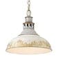 Golden Lighting Kinsley 1-Light Large Pendant with Antique Ivory Iron Shade in Aged Galvanized Steel, , large