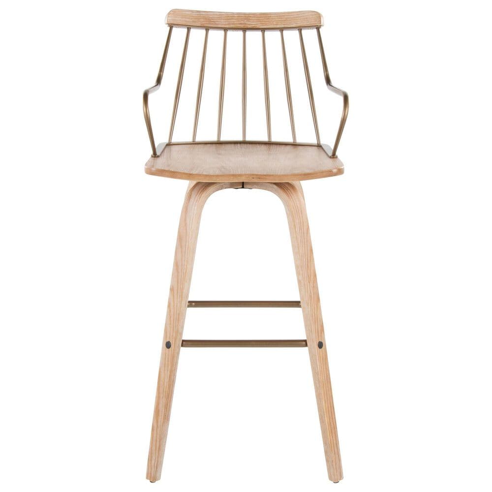 Lumisource Preston Swivel Barstool in Whitewashed and Antique Copper, , large