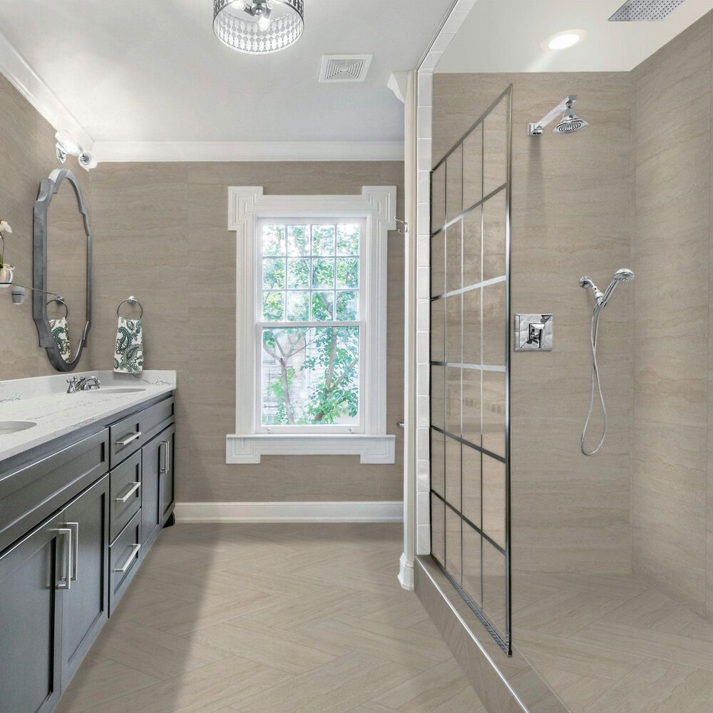 Dal-Tile Haddonstone Dawn Rectangle Vein Cut 12" x 24" Matte Porcelain Tile, , large