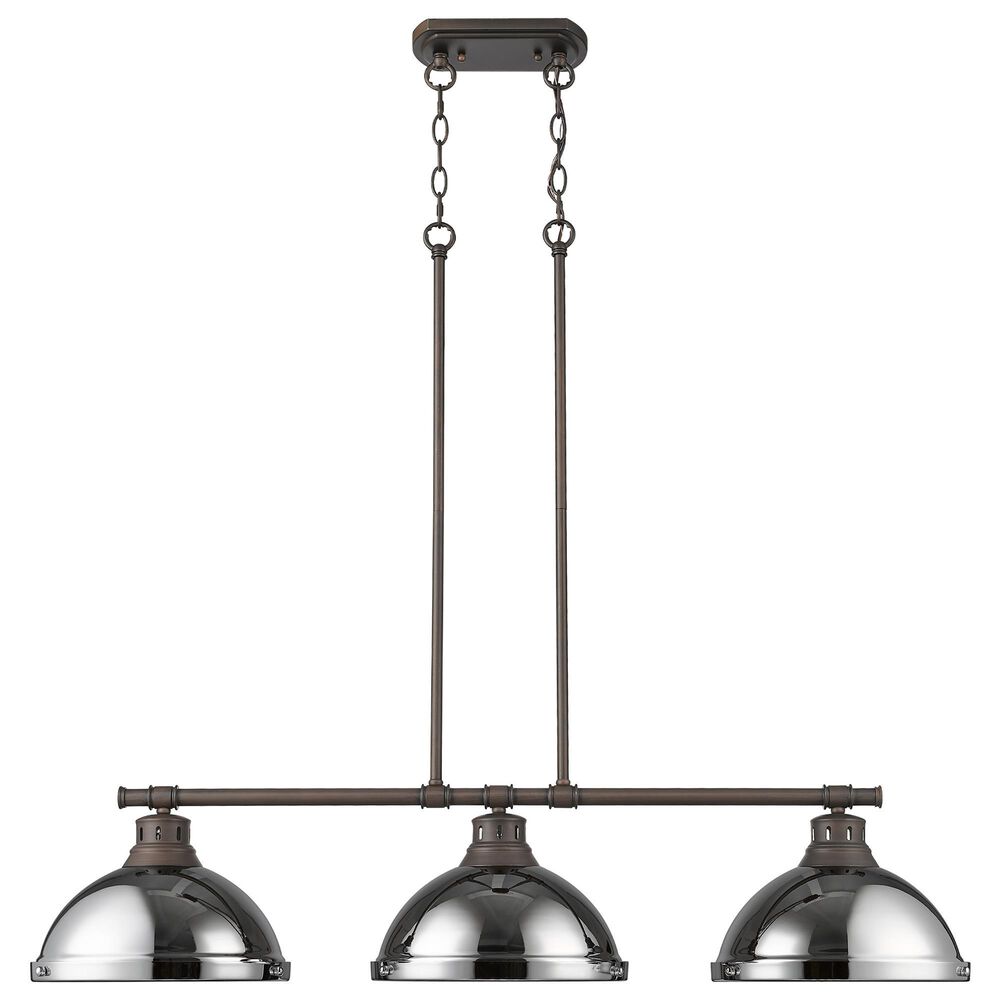 Golden Lighting Duncan 3-Light Pendant with Chrome Shade in Rubbed Bronze, , large