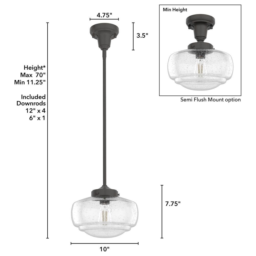 Hunter Saddle Creek 10&quot; 1-Light Pendant with Clear Seeded Shade in Noble Bronze, , large