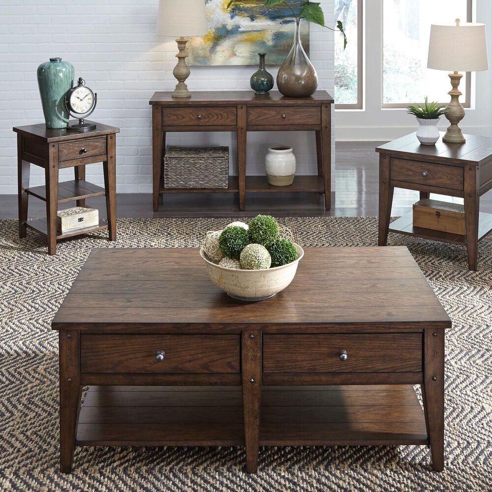 Belle Furnishings Lake House Sofa Table in Rustic Brown, , large