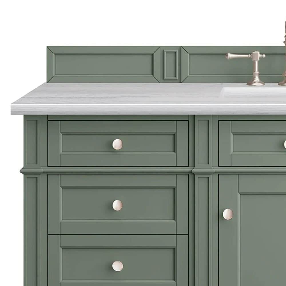 James Martin Vanities Brittany 60&quot; Single Bathroom Vanity in Smokey Celadon with 3 cm Arctic Fall Solid Surface Top and Rectangular Sink, , large