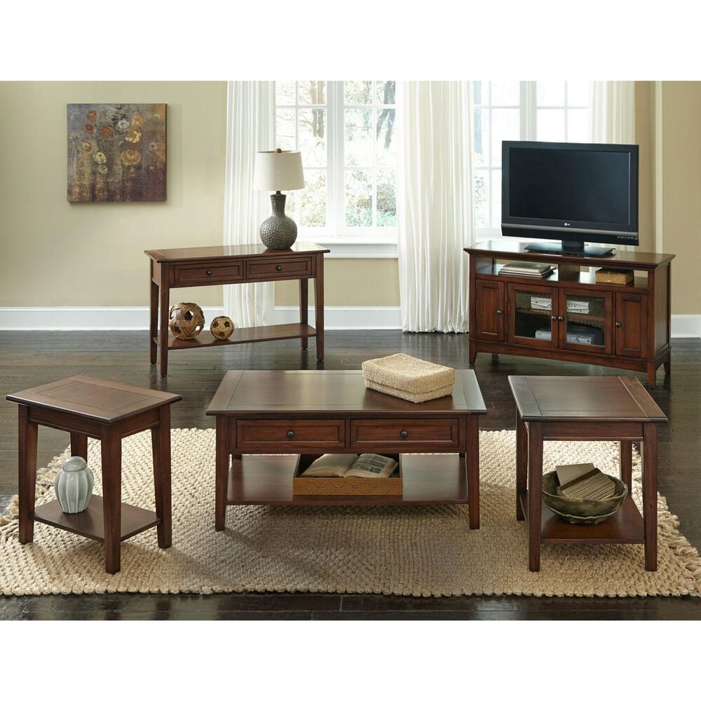 A-America Westlake End Table with Shelf in Cherry Brown, , large
