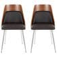 LumiSource Anabelle Side Chair with Brown Cushion in Chrome and Walnut (Set of 2), , large