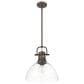 Golden Lighting Duncan 1-Light Pendant with Rod and Clear Shade in Rubbed Bronze, , large