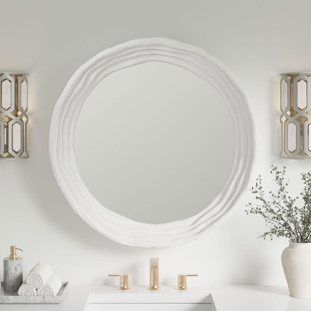 James Martin Terra 30&quot; Round Mirror in Limestone, , large