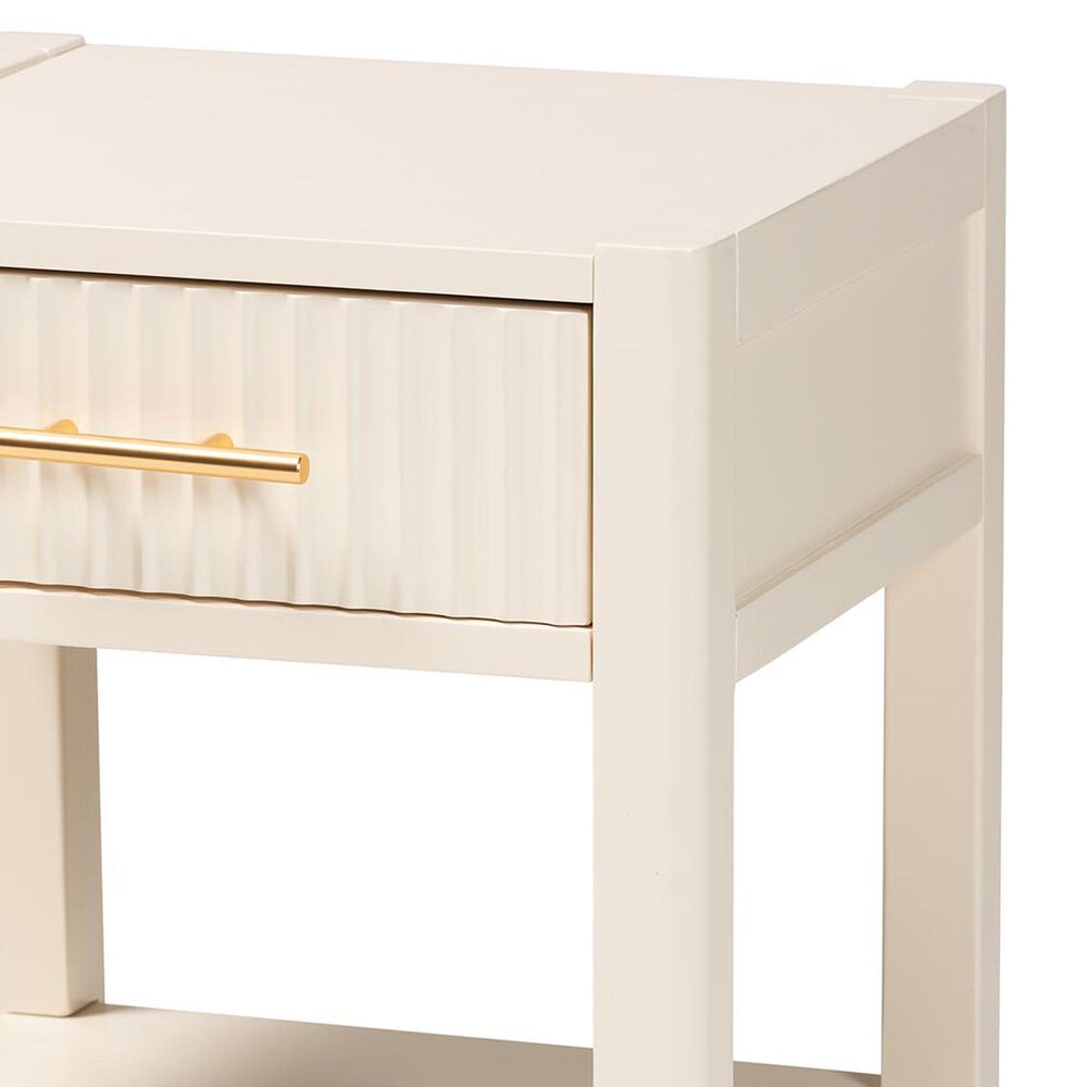 Baxton Studio Primrose 1-Drawer Nightstand in Ivory, , large