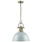 Golden Lighting Duncan 1-Light Pendant with Chain in Aged Brass with a Seafoam Shade, , large