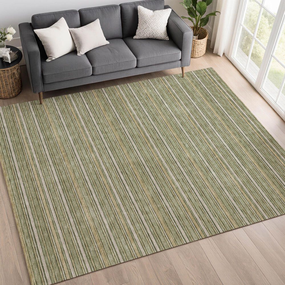37B Soft Essentials Striped Olive 8' x 10' Indoor/Outdoor Area Rug, , large