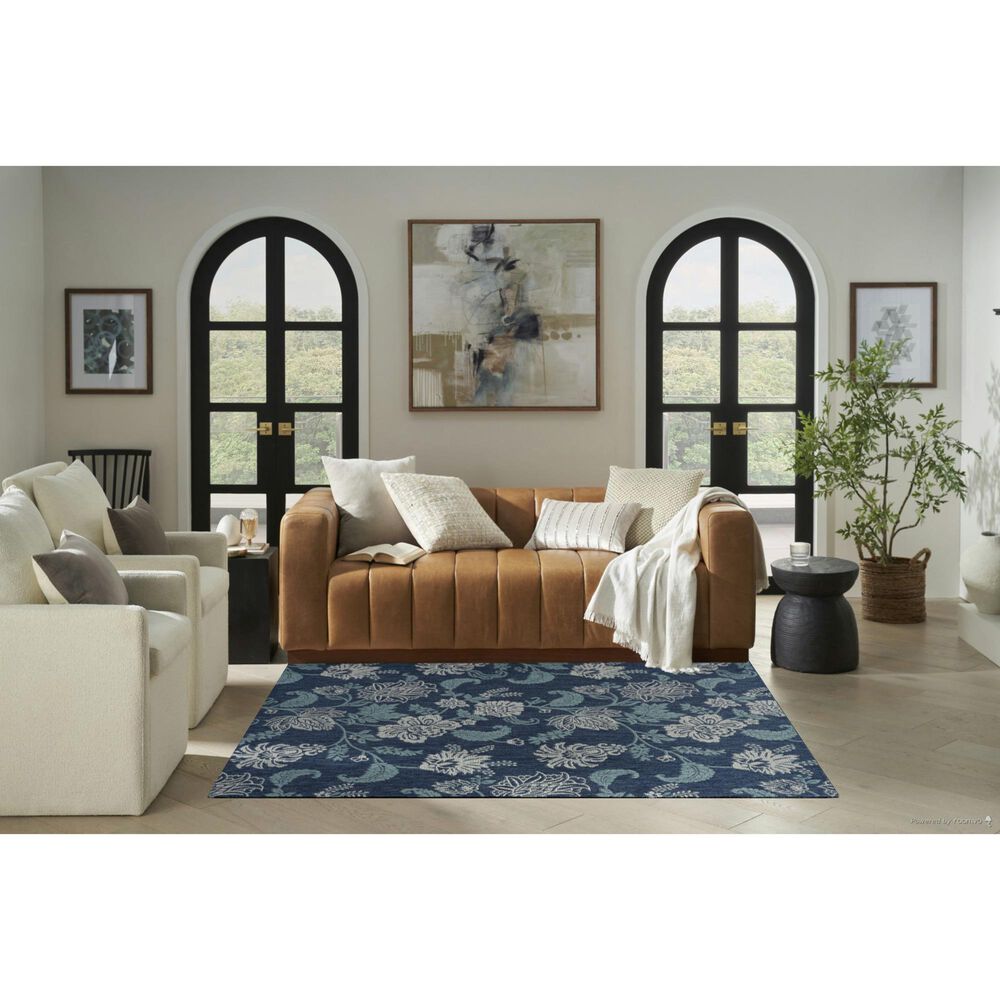 Nourison Garden Oasis GOA03 Navy 5&#39; x 7&#39; Indoor/Outdoor Area Rug, , large
