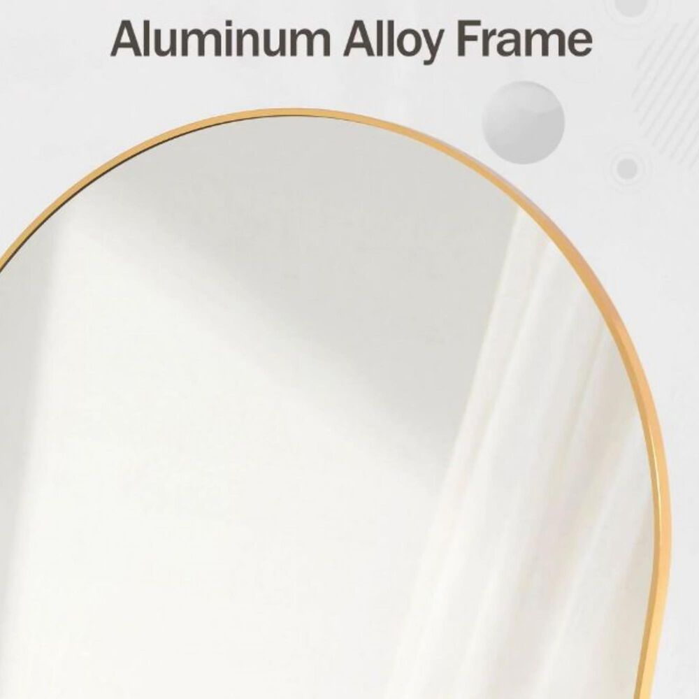 HOMLUX 32" x 34" Decorative Bathroom Wall Mirror in Gold, , large