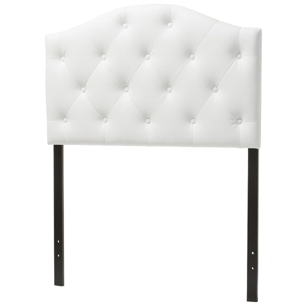 Baxton Studio Twin Upholstered Button Tufted Headboard in White, , large