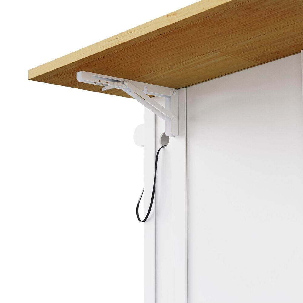 HOMLUX 48" Kitchen Island with Drop Leaf in White and Natural, , large